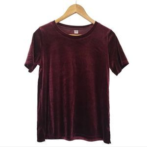 Old Navy Velvet Tee Shirt Maroon Burgundy Wine XS